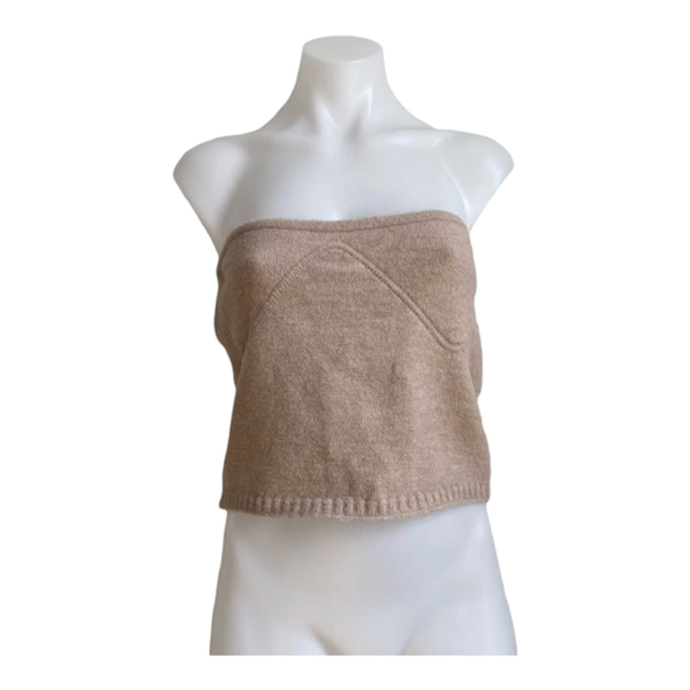 New Le Lis Womens Size Large Bandeau Tube Top Tan Nylon Blend Sleeveless Stretch